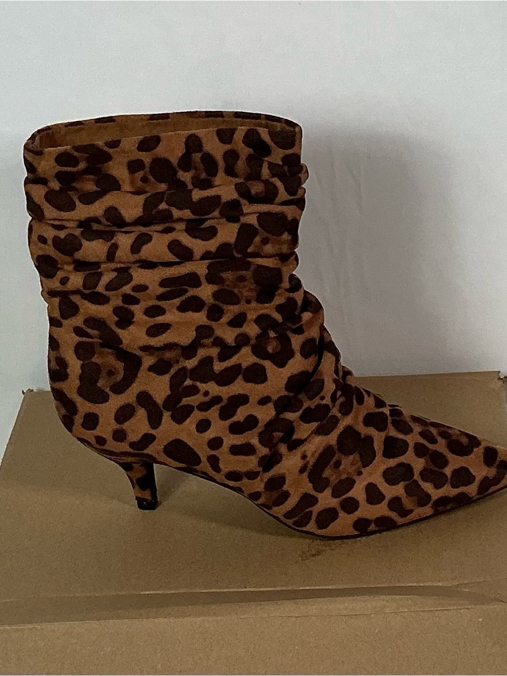 Leopard Print Slouch Ankle Bootie - Brown